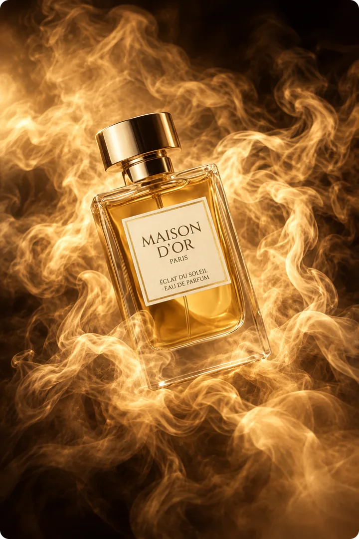 Perfume Maison d'Or entre humo dorado