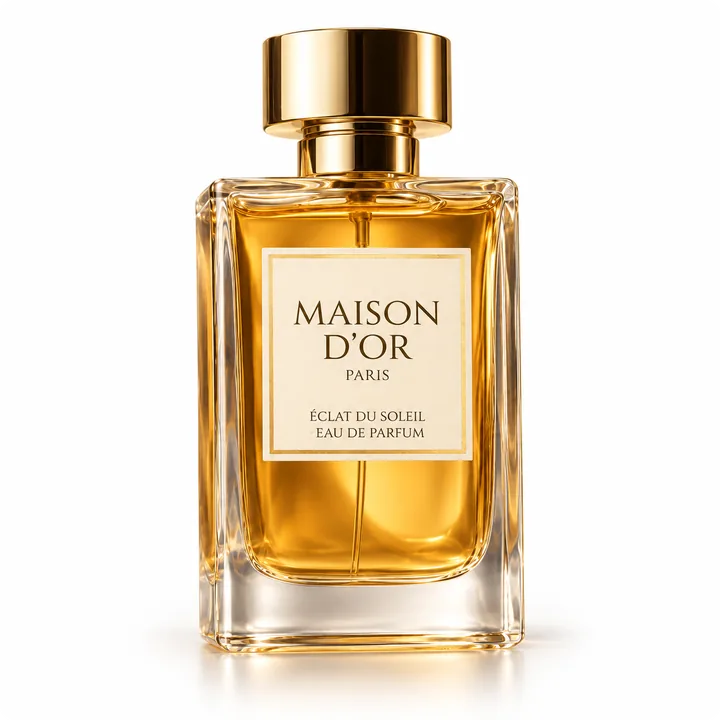 Perfume Maison d'Or sobre fondo blanco